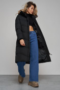 Оптом Пальто утепленное молодежное зимнее женское черного цвета 52325Ch в Волгоградке, фото 13