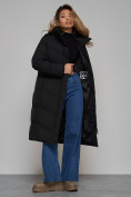 Оптом Пальто утепленное молодежное зимнее женское черного цвета 52325Ch в Сочи, фото 15