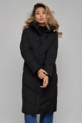 Оптом Пальто утепленное молодежное зимнее женское черного цвета 52325Ch в Казани, фото 17