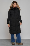 Оптом Пальто утепленное молодежное зимнее женское черного цвета 52325Ch в Перми, фото 19