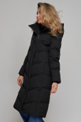 Оптом Пальто утепленное молодежное зимнее женское черного цвета 52325Ch в Омске, фото 3