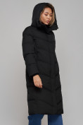 Оптом Пальто утепленное молодежное зимнее женское черного цвета 52325Ch в Перми, фото 6