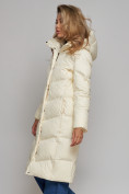 Оптом Пальто утепленное молодежное зимнее женское светло-бежевого цвета 52325SB в Омске, фото 3
