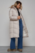Оптом Пальто утепленное молодежное зимнее женское светло-серого цвета 52325SS в Перми, фото 14