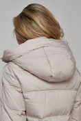 Оптом Пальто утепленное молодежное зимнее женское светло-серого цвета 52325SS, фото 16