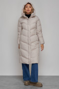 Оптом Пальто утепленное молодежное зимнее женское светло-серого цвета 52325SS, фото 5