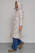 Оптом Пальто утепленное молодежное зимнее женское светло-серого цвета 52325SS, фото 7
