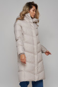 Оптом Пальто утепленное молодежное зимнее женское светло-серого цвета 52325SS в Волгоградке, фото 9