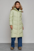 Оптом Пальто утепленное молодежное зимнее женское светло-зеленого цвета 52325ZS, фото 2