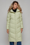 Оптом Пальто утепленное молодежное зимнее женское светло-зеленого цвета 52325ZS в Казани, фото 8