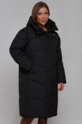 Оптом Пальто утепленное молодежное зимнее женское черного цвета 52326Ch в Баку, фото 11