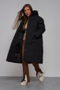Оптом Пальто утепленное молодежное зимнее женское черного цвета 52326Ch в Казани, фото 17