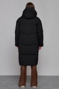Оптом Пальто утепленное молодежное зимнее женское черного цвета 52326Ch в  Красноярске, фото 4