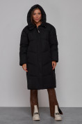 Оптом Пальто утепленное молодежное зимнее женское черного цвета 52326Ch в Омске, фото 5