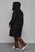 Оптом Пальто утепленное молодежное зимнее женское черного цвета 52326Ch в Баку, фото 8