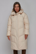 Оптом Пальто утепленное молодежное зимнее женское светло-бежевого цвета 52326SB в Иркутске, фото 10
