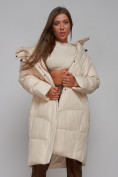 Оптом Пальто утепленное молодежное зимнее женское светло-бежевого цвета 52326SB в Баку, фото 16