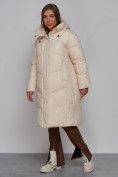 Оптом Пальто утепленное молодежное зимнее женское светло-бежевого цвета 52326SB, фото 2