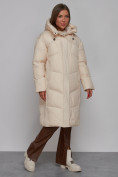 Оптом Пальто утепленное молодежное зимнее женское светло-бежевого цвета 52326SB, фото 3