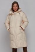 Оптом Пальто утепленное молодежное зимнее женское светло-бежевого цвета 52326SB в Новосибирске, фото 5