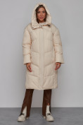 Оптом Пальто утепленное молодежное зимнее женское светло-бежевого цвета 52326SB в Кемерово, фото 6