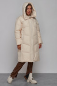 Оптом Пальто утепленное молодежное зимнее женское светло-бежевого цвета 52326SB в Иркутске, фото 8