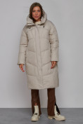 Оптом Пальто утепленное молодежное зимнее женское светло-серого цвета 52326SS в Челябинске