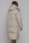 Оптом Пальто утепленное молодежное зимнее женское светло-серого цвета 52326SS, фото 11