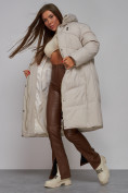Оптом Пальто утепленное молодежное зимнее женское светло-серого цвета 52326SS в Воронеже, фото 17