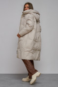 Оптом Пальто утепленное молодежное зимнее женское светло-серого цвета 52326SS, фото 18
