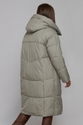 Оптом Пальто утепленное молодежное зимнее женское зеленого цвета 52326Z в Оренбурге, фото 8