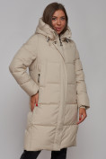 Оптом Пальто утепленное молодежное зимнее женское бежевого цвета 52328B в Перми, фото 10
