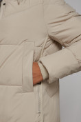 Оптом Пальто утепленное молодежное зимнее женское бежевого цвета 52328B в Волгоградке, фото 12