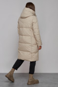 Оптом Пальто утепленное молодежное зимнее женское бежевого цвета 52328B в Челябинске, фото 4