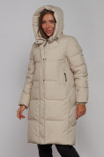 Оптом Пальто утепленное молодежное зимнее женское бежевого цвета 52328B в Перми, фото 6