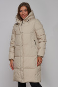 Оптом Пальто утепленное молодежное зимнее женское бежевого цвета 52328B, фото 9