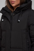 Оптом Пальто утепленное молодежное зимнее женское черного цвета 52328Ch в Перми, фото 12