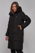 Оптом Пальто утепленное молодежное зимнее женское черного цвета 52328Ch в Самаре, фото 19