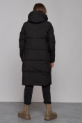Оптом Пальто утепленное молодежное зимнее женское черного цвета 52328Ch в Перми, фото 4