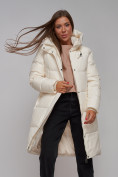Оптом Пальто утепленное молодежное зимнее женское светло-бежевого цвета 52328SB в Екатеринбурге, фото 17