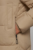 Оптом Пальто утепленное молодежное зимнее женское светло-коричневого цвета 52328SK в Омске, фото 10