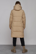 Оптом Пальто утепленное молодежное зимнее женское светло-коричневого цвета 52328SK, фото 4