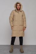 Оптом Пальто утепленное молодежное зимнее женское светло-коричневого цвета 52328SK в Самаре, фото 5