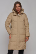 Оптом Пальто утепленное молодежное зимнее женское светло-коричневого цвета 52328SK в Волгоградке, фото 7