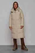 Оптом Пальто утепленное молодежное зимнее женское бежевого цвета 52329B в Казани