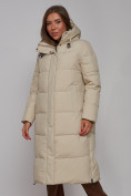 Оптом Пальто утепленное молодежное зимнее женское бежевого цвета 52329B, фото 10