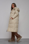 Оптом Пальто утепленное молодежное зимнее женское бежевого цвета 52329B, фото 19