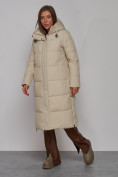 Оптом Пальто утепленное молодежное зимнее женское бежевого цвета 52329B в Челябинске, фото 2