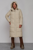 Оптом Пальто утепленное молодежное зимнее женское бежевого цвета 52329B в Омске, фото 20