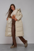 Оптом Пальто утепленное молодежное зимнее женское бежевого цвета 52329B в Казани, фото 21